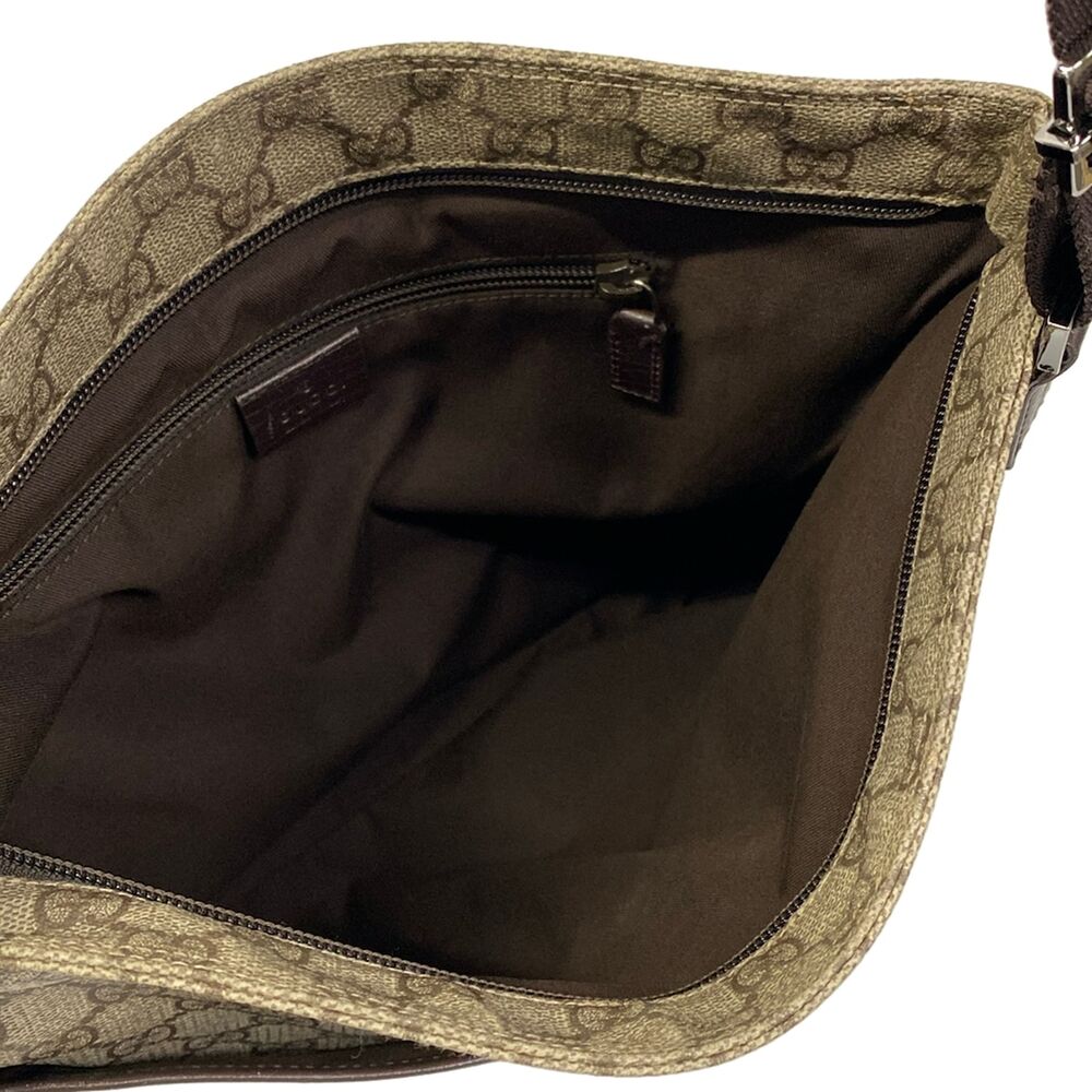 Gucci GG Plus/GG Supreme Shoulder Bag 141198 Beige Dark Brown PVC Leather - Picture 7 of 15